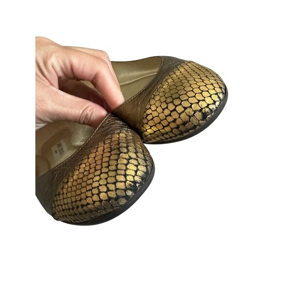 JIMMY CHOO Bronze Gold Leather Captoe Ballet Flats Size 36 - Picture 6 of 8